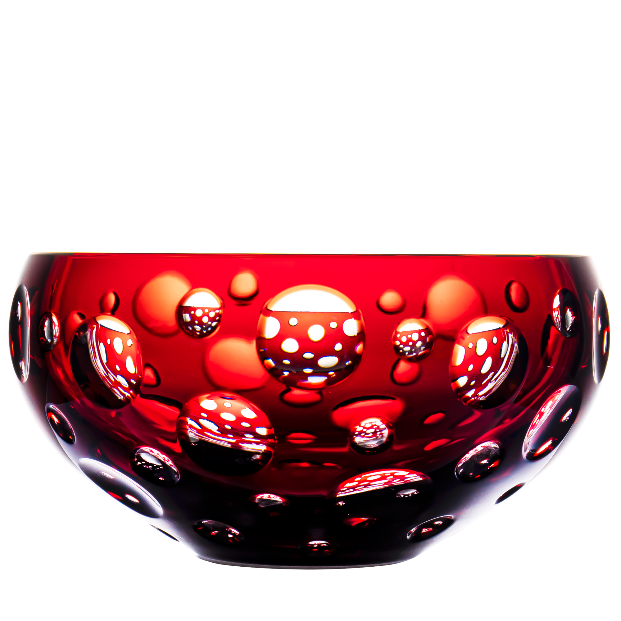 Fabergé Bubbles Ruby Red Bowl 7.1 in