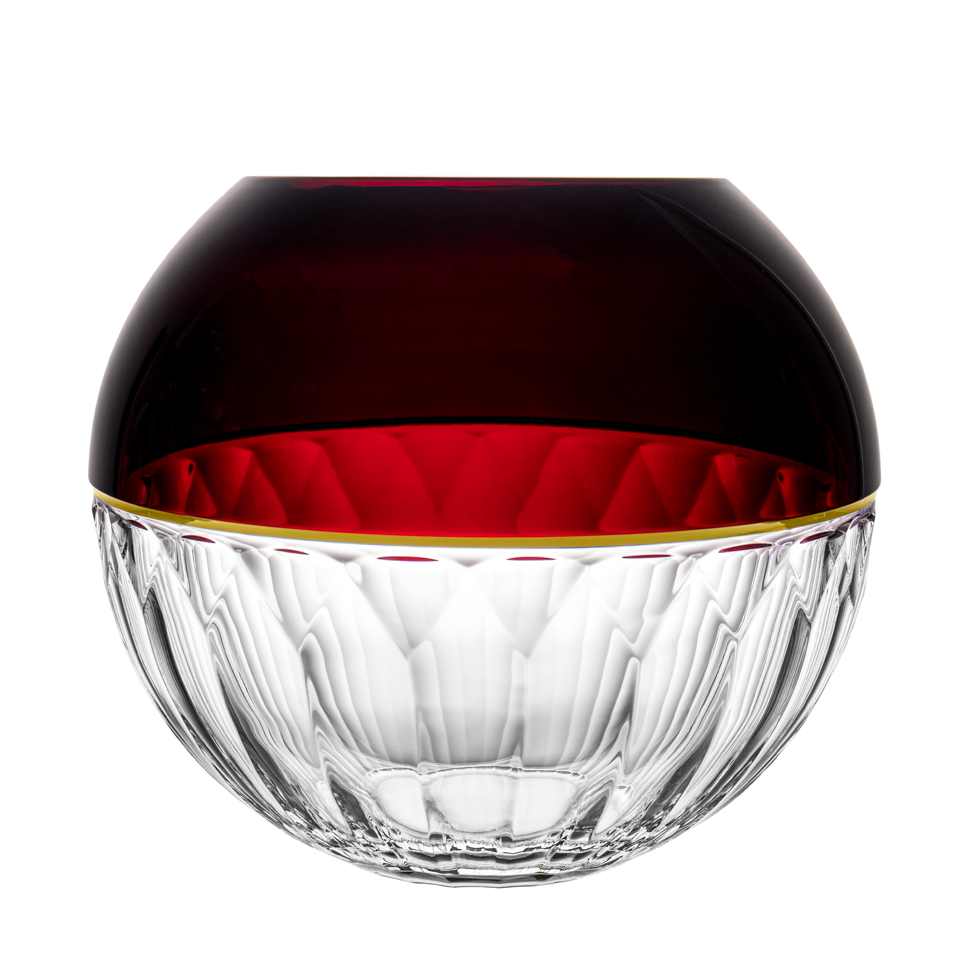 Waterford Elysian Ruby Red Bowl with Gold Band 11.8 in